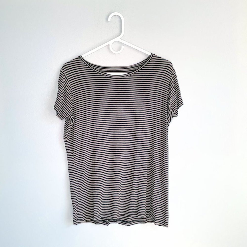 GNW Black and Grey Striped Short Sleeve Tee